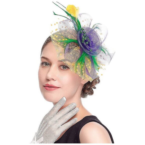 KENTUCKY Derby Fascinators for Women Green&yellow